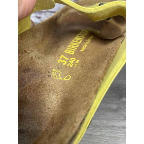 Birkenstock Gizeh Yellow Patent Leather Cork Slide Sandals Women Sz 37EU/6.5M US - Picture 10 of 16